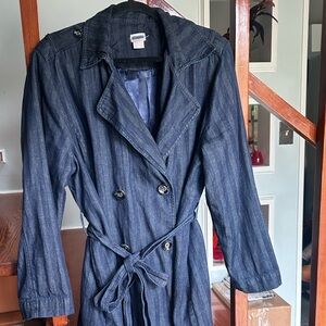 Chico’s navy denimDouble-Breasted Coat